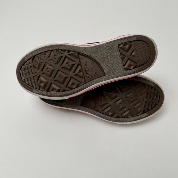 Converse Black Pink Stripe Chuck Taylor Low Top Double Tongue Sneaker, Size Y1 - Picture 5 of 6